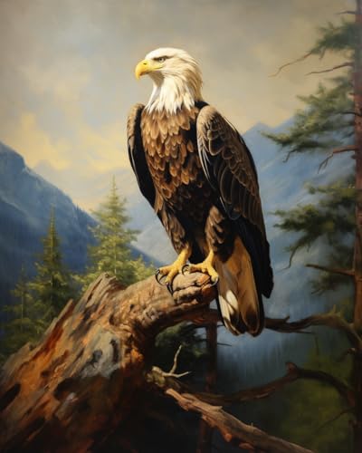 Stamped Cross Stitch Kits, Bald Eagle Surveying its domain, Cross Kits for Adults, Easy Counted Cross Kits for Beginners,16x20inch