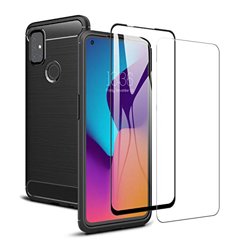 SCL Funda para OnePlus Nord N100 Protector Pantalla OnePlus Nord N100 Funda + Cristal Templado [2 Pack] [2.5D + 3D], Cáscara Protectora TPU Anti-Rasguño, Anti-Huella Digital