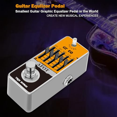 AFOT Guitar EQ Pedal, 5 Band GT EQ Pedal Electric Guitar Equalizer (100Hz 250Hz 630Hz 1.6kHz 4kHz) Provides ±18dB for Each Band EQ Seeker for Guitar,Mini Size True Bypass - Thumbnail 2