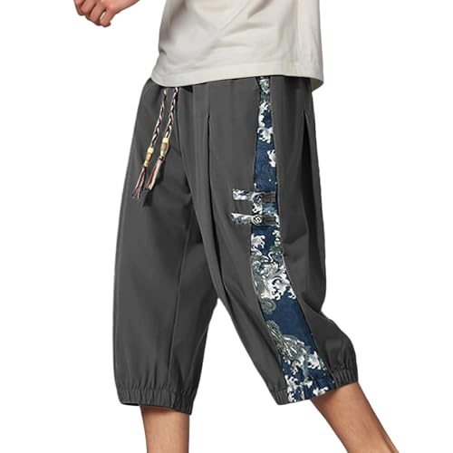 Pantalon japonais homme Kirakuco court taro vêtement traditionnel lin