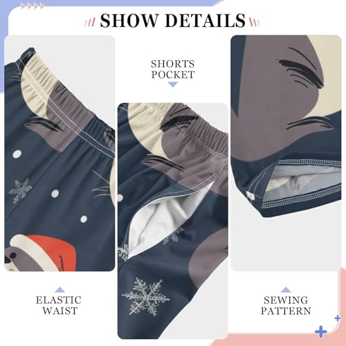 ZZXXB Otter with Xmas Hat Boys Long Pants Soft Trousers Elastic Waist Kids Lounge Bottoms with Pockets S-XL4