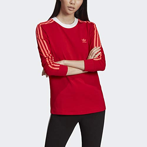 adidas Originals Women's 3-Stripes Long-Sleeve Tee, Scarlet, Medium
