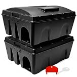 Roshield PRO BOX – 2 Extra Large Rodent Bait Stations with Secure Solid Lid for Easy Inspection (No Bait Included) – Tamper-Resistant Boxes for Rats – Indoor/Outdoor Use