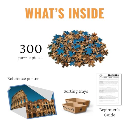 Image of The Roman Colosseum 300 Pieces Jigsaw Puzzle - Brain Game Fun for Children and Adults with Sorting Trays, HD Poster, Return Birthday Gift for Kids, Puzzle Lovers