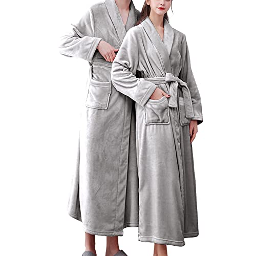 Albornoces para parejas Sauna: Albornoz para mujer mullido con capucha, bata de algodón de rizo con capucha, albornoz largo para sauna, regalos de boda para novios, GY2., L