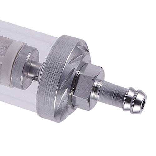 Liseng Universal Chrom Glas Kraftstoff Benzin Dieselmotor Inline Filter 5/16 8mm Silber für Motorräder