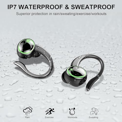 Wireless Earbuds,Bluetooth 5.4 Headphones Sport, Wireless Earphones HiFi Stereo Sound with Noise Canceling Mic, 50H Bluetooth Earbuds with EarHooks, IP7 Waterproof Ear Buds for Sports Running/Workout — view 4
