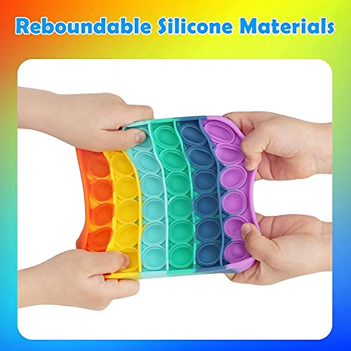 Image of MoldBerry Puppet Pop It Toys Bubble Fidget Sensory Anti Stress Relief Toys for Kids Adults Return Gifts for Girls Boys Rainbow Colors Round & Square (Pack of 2)
