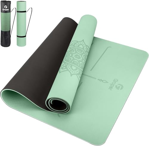 Gruper TPE Yoga Mat with Alignment Mark