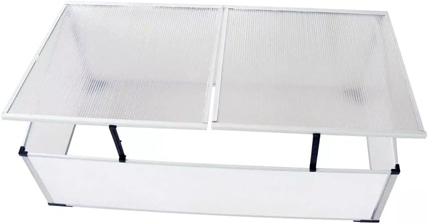 Garden Aluminum Cold Frame Greenhouse with 2 Lids, UV-Resistant Portable Mini Greenhouse Cabinet Flower Planter Shelf Protection