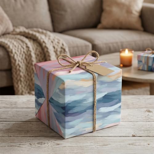 Image of Prettykrafts Handpaint Scenic Gift Wrapping Paper | Pack of 5 | 70x50x0.2 cm | Large Size | Reusable & Eco-Friendly Paper Bags for Gifting, Parties, Return Gifts, Shopping and Special Occasions