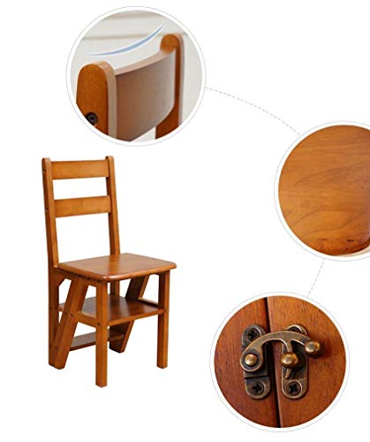 Chaise échelle pliante multi-usage 4 marches gain de place en noyer - 4