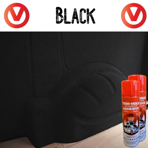 Vandalised- 4 Way Stretch Carpet Lining – for Camper/Van/Caravan - 9 Colours, Various Lengths with Glue (1:Black, 4meter x 2meter 4xGlue) - Image 2