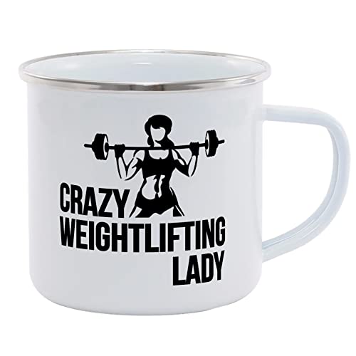 Image of Hippowarehouse Crazy Weightlifting Lady Printed Mug Various Colour Options Ceramic Cup Kitchenware 11oz