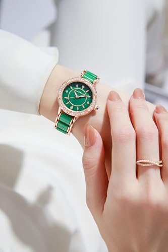 Image of Giordano Flower Case Watch for Women with Crystal-Studded Bezel, Diamond Hour Markers & Dual Tone Stainless Steel Strap