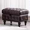 Artechworks Coffee Table Ottoman with StorageButton Tufted PU Leather Upholstery Footstool Bed Ottoman for Living Room Home Office Space Saving Storage Toy Box Stool Brown