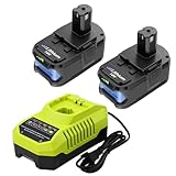 Hastia Upgraded 3600mAh Replacement for Ryobi 18V Battery Lithium ion P108 P102 Compatible with Ryobi 18V ONE+ Battery Cordless Power Tools and 18 Volt ONE+ Battery Chargers 2-Pack
