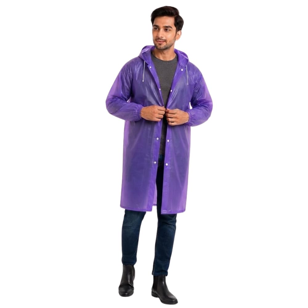(𝐒𝐩𝐞𝐜𝐢𝐚𝐥 𝟏𝟓 𝐘𝐞𝐚𝐫𝐬 𝐖𝐚𝐫𝐫𝐚𝐧𝐭𝐲 EVA Waterproof Hooded Raincoat for Men & Women, Unisex Lightweight Reusable Long Coat with Snap Buttons, Waterproof Riding-image-16