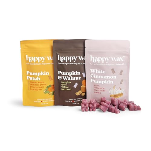 Image of Happy Wax Forever Pumpkin Collection Scented Natural Soy Wax Melts - 6 Total Oz. Collection Includes Patch, Walnut and White Cinnamon