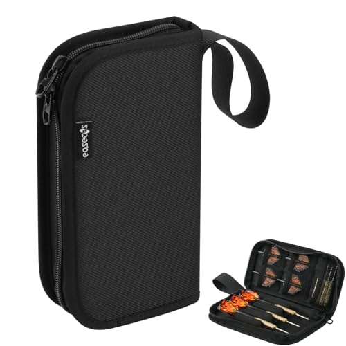 Easecos Dart Wallet Organizer - Compact Travel Storage Case Bag & Carrying Pouch for Steel & Soft Tip Dart, Holds 3 Assembled Darts, Tip, Shaft, Flight & Accessories, Fits for Game Tournament Player