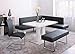 Armen Living Amanda Sectional in Black and Chrome Finish