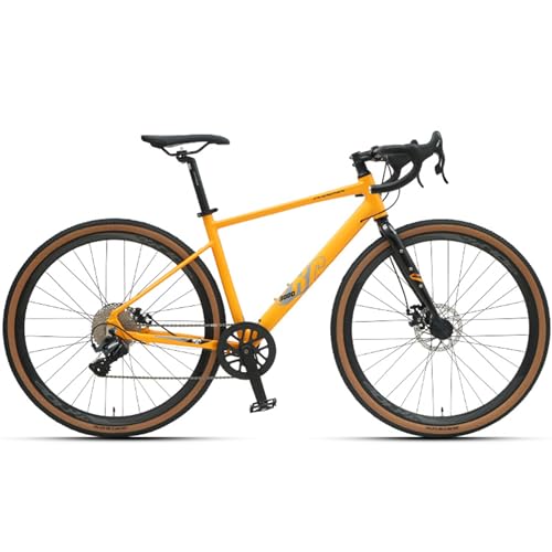 グラベルロードバイク デュアルコントロールレバー ロードバイク フレア形状ドロップハンドル 10段変速 超軽量異型オールアルミフレーム 700Cタイヤ 前後ディスクブレーキ器 前後クイックリリース搭載 ライザーバー 身長170-180cmに適しています480mm