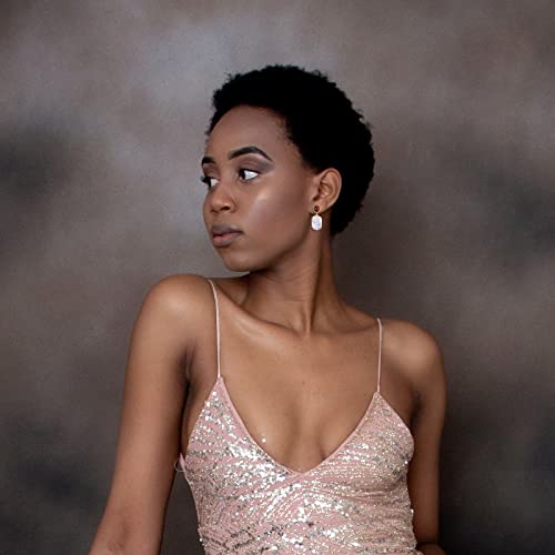 Bethza Garnet Dangle Earrings 12Mm Gold Plated With Natural Pearl 925 Sterling Silver Natural Garnet Stud Earrings Natural Baroque Pearl Earrings For Women Jewelry Gift For Girls Women Wife #TOP2