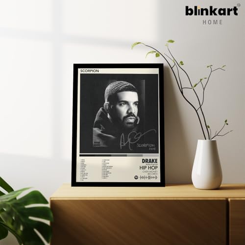 Image of BLINKART Drake - Scorpion Wall Photo Frames | Wall Art for Bedroom, Living Room, Studio or Office | Album Cover Print with Spotify Song Link QR Code | Gift for Fans - 8x12 In
