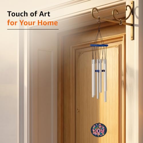 Image of Amazon Basics Handcrafted Designer Wind Chimes for Balcony & Home Decor | Soothing Sound | Metal Hanging Showpiece | Color: Silver | Material: Aluminum | Size: 65L x 9W x 9H cms