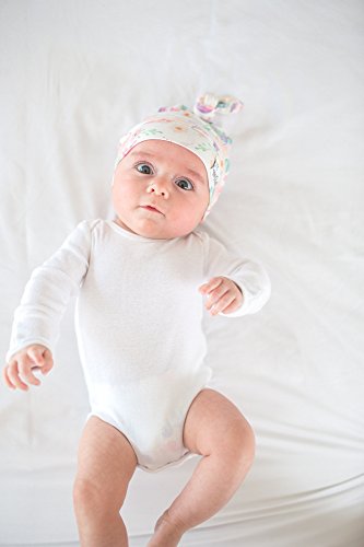 Image of Baby Beanie Hat Top Knot Stretchy Soft for Girl Bloom by Copper Pearl