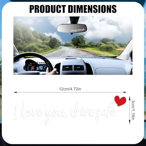 Image of 6pcs I Love You Drive Safe Rearview Mirror Decal, Drive Safe Sticker Rear View Mirror Sticker Vinyl Car Vanity Decoration (White), Automotive Interior Decor Adhesive Accessories for Women Men Vehicles