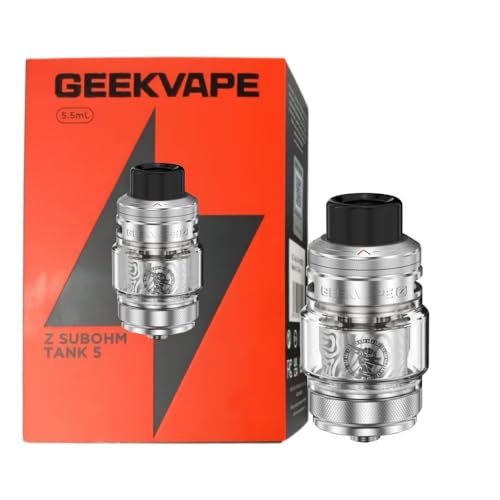 GEEKVAPE Z Subohm Tank 5 Atomizer 7ml Top Push Fill Fit Z XM Coil For E Cigarette geekvape Aegis Legend 5 DTL Vaporizer 60ML Coil Life 810 Drip Tip (Argent...