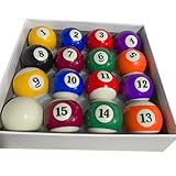 Conjunto de Bolas de Bilhar ou Sinuca Profissional, 57mm, 16 Bolas em Pedra, Coloridas com Numeração 1-15 e Bola Branca