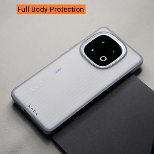 Image of Kapa Wave Frosted Grip Back Cover for Iqoo 13 5G | Ultra Slim [with Metal Buttons] Matte Finish Back Case (White)