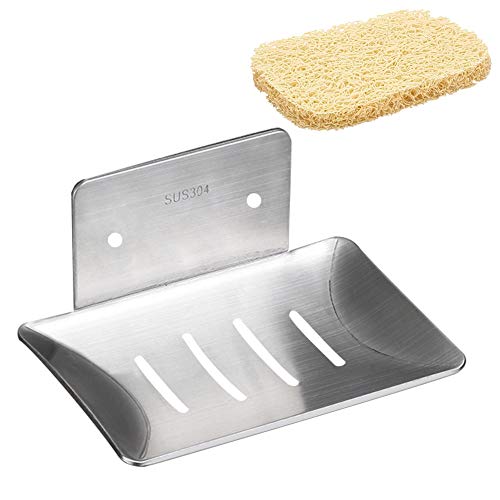 Mczcent Porte Savon Mural, Porte-Savon Douche Auto-adhésif & Mural en Acier Inoxydable avec Savon Saver, Soap Dish Holder Tray Support Savon sans Perçage pour Douche...