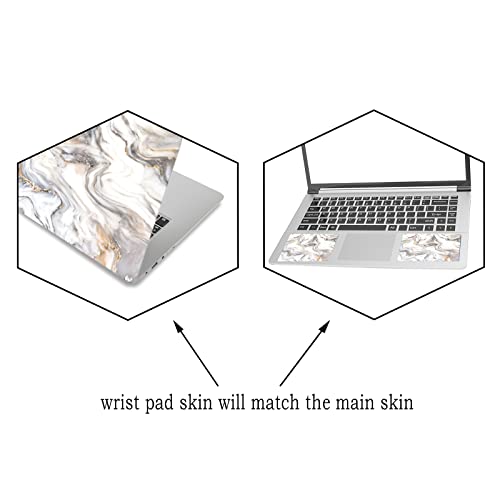 Artso Laptop Skin Sticker Decal,16.5” 17” 17.3 Inch Laptop Universal Netbook Pc Notebook Vinyl Reusable Skin Sticker Cover Art Case Protector Personalized, Free 2 Wrist Pad,White Marble #TOP4