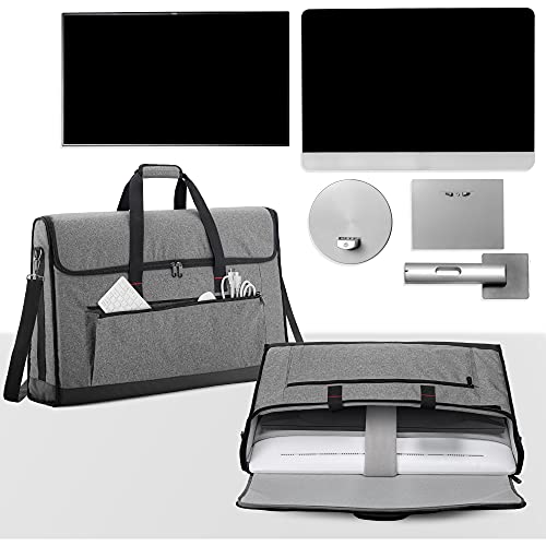 Trunab Monitor Carrying Case 24-27 Inch Padded Travel Bag Hold Up To 2 Lcd Screens/Tvs, Not Compatible With Imac Or All-In-One Computer, With Accessories Pocket, Shoulder Strap, Pu Bottom, Grey #TOP5