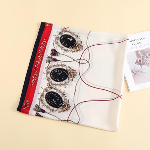 Image of Printed Poly Silken feel Scarf Stole for Women | Stylish, Soft, & Lightweight | Satin Feel Neck Scarf, Hair Scarf, Head Scarf for Women