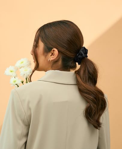 Image of Silvr Bear Luxury Satin Scrunchies Set for Women, Girls | Anti-Hair-Breakage Hair Ties