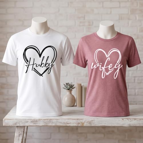 Image of Anniversary Matching Shirts, for Couple, Heart Design T-Shirt Set, Wedding Present, Honeymoon Outfit