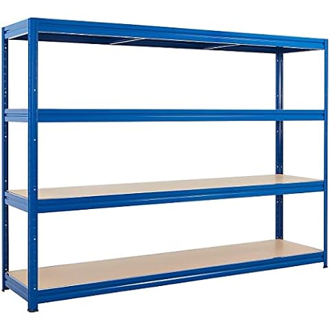 Certeo Stabiles Schwerlastregal | Tragkraft bis zu 450 kg pro Fachboden | HxBxT 1770 x 2400 x 450 mm | Kellerregal Stahlregal Garagenregal Lagerregal | Blau Cover