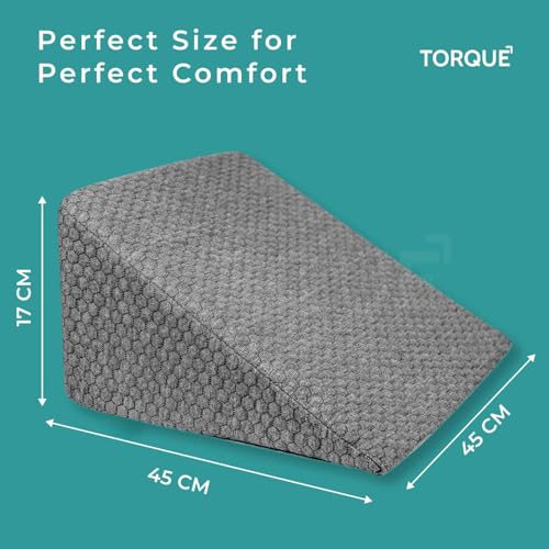 Image of Torque Wedge Pillow for Leg Elevation- Dark Grey- 1 Pcs | Leg Elevation Pillow for Varicose Veins | Memory Foam Orthopedic Cushion HR-Legs Pain Relief Pillow for Sleeping
