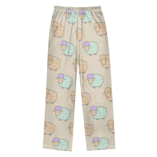 J JOYSAY Cartoon Sheep Polka Beige Pajamas Pants Soft Long Pajama Bottoms Lounge Sleep Pants Size S-XL2