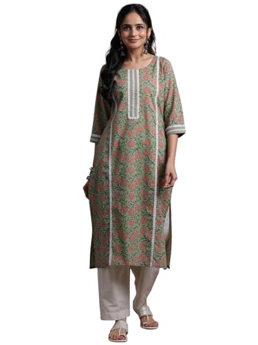 Image of Libas Printed Cotton Straight Kurta for Women