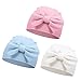 Sombrero de hospital recién nacido, 3 piezas, para bebé niña, sombrero recién nacido, sombrero con lazo y mariposa, para 0-6 meses Pink+Blue+White Talla única