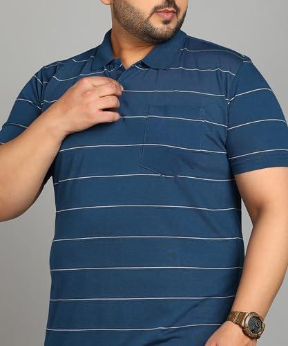 Image of INKKR Plus Size Men's Regular Fit Striped Polo Tshirt Combo