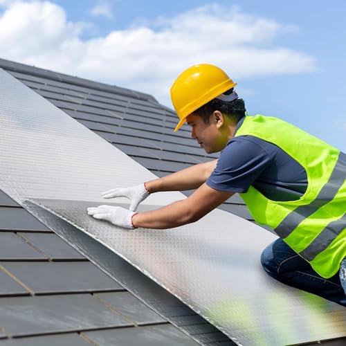 Dripex Aluminisierte Isolierfolie Dämmfolie Doppelte Alu-Luftpolsterfolie Dachisolierung 4-5mm Isolierungsfolie Wärmehaltung (1.0x15m - 15㎡)