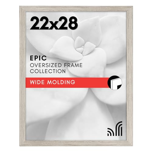 Americanflat 22x28 Poster Frame with Polished Plexiglass - Wide Picture Frames Made of Engineered Wood for Vertical or Horizontal Wall Display - Epic Collection - Driftwood