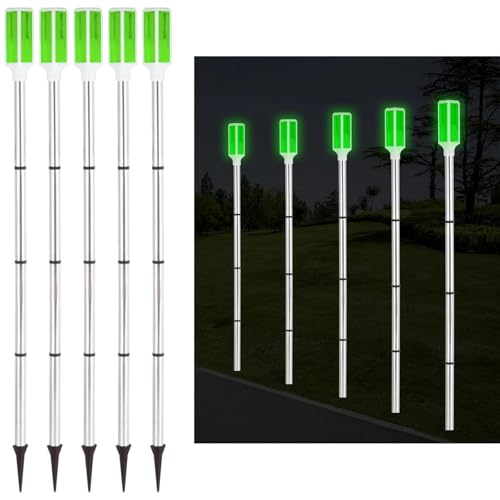 5 Pack Solar Driveway Markers 37 Solar Powered Driveway Warning Lights Driveway Markers Lights with Detachable Poles Stakes Reflective Driveway Markers for Snow Road Night Drive