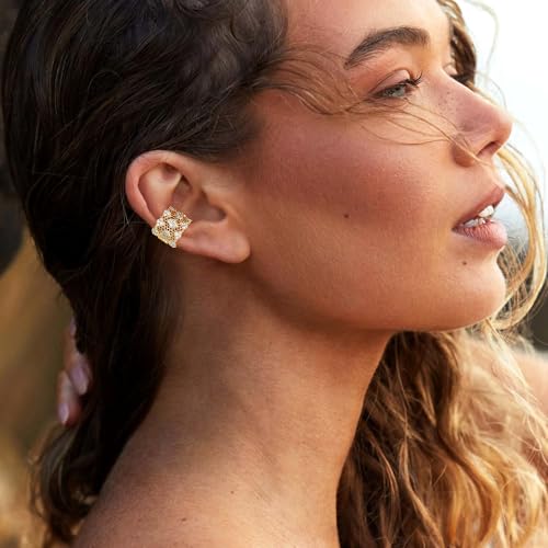 OSIANA Baroque Lace Ear Cuff for Women, 14K Gold Plated Clip On Non Piercing Wrap Earring with Cubic Zirconia Sparkling Cartilage Huggie3